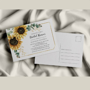 Postal De Invitación Guión floral Eucalyptus Sunflower Bridal Shower
