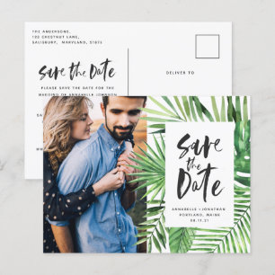 Postal De Invitación Guión tropical moderno estilo boda elegante foto