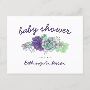 Postal De Invitación Guirnalda de Acuarela para Baby Shower de Suculent