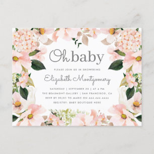Postal De Invitación Guirnalda floral oh Baby Shower de la primavera de