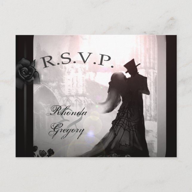 Postal De Invitación Halloween Amantes de la silueta coincidiendo con l (Anverso)