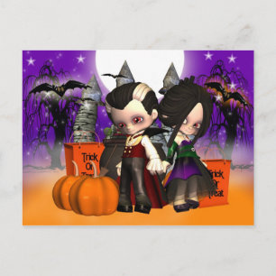 Postal De Invitación Halloween, celebración de Halloween, Noche de Hall