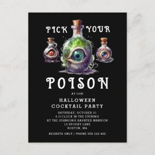 Postal De Invitación Halloween Cocktail Fiesta elige tu veneno