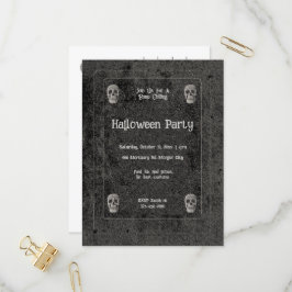 Postal De Invitación Halloween con Vintage Gótico Black And White Skull