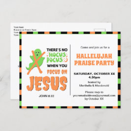 Postal De Invitación Halloween cristiano elegante NO HOCUS POCUS