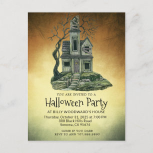 Postal De Invitación Halloween House Halloween Party