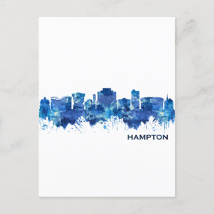 Postal De Invitación Hampton Virginia Skyline Blue