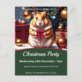 Postal De Invitación Hámster con Fiesta de Navidades de regalo