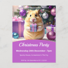 Postal De Invitación Hámster con Fiesta de Navidades de regalo