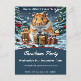 Postal De Invitación Hamster con regalos Navidades Fiesta