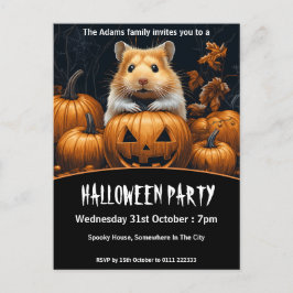 Postal De Invitación Hamster Halloween Party