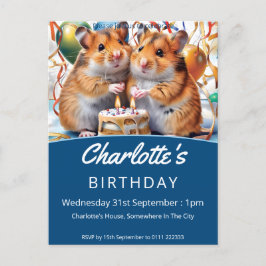 Postal De Invitación Hamsters Birthday Party