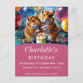 Postal De Invitación Hamsters Birthday Party