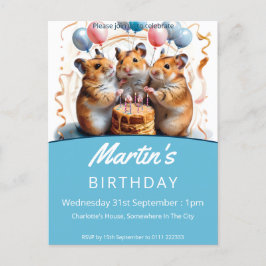 Postal De Invitación Hamsters Birthday Party