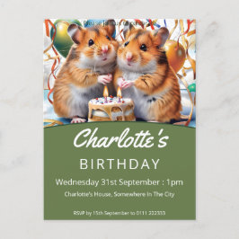 Postal De Invitación Hamsters Birthday Party