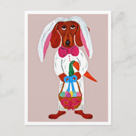 Postal De Invitación Happy Easter Dachshund Easter Bunny card