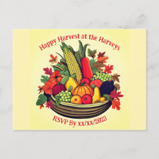 Postal De Invitación Happy Harvest Cornucopia