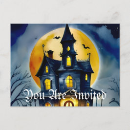 Postal De Invitación Haunted Hollow y Moon