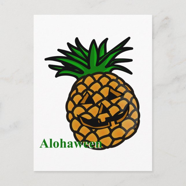 Postal De Invitación hawaii halloween piña alohaween (Anverso)