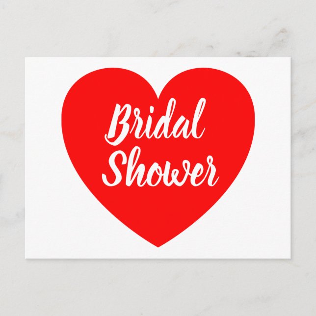 Postal De Invitación Heart Love Red And White Bridal Shower Boda (Anverso)