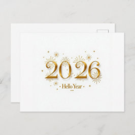 Postal De Invitación Hello 2026 Invitation –Elegant New Year Party Card