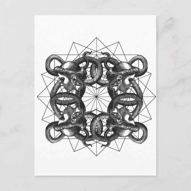 Postal De Invitación Hermetica Moderna - Medusa intertwiteada (Anverso)