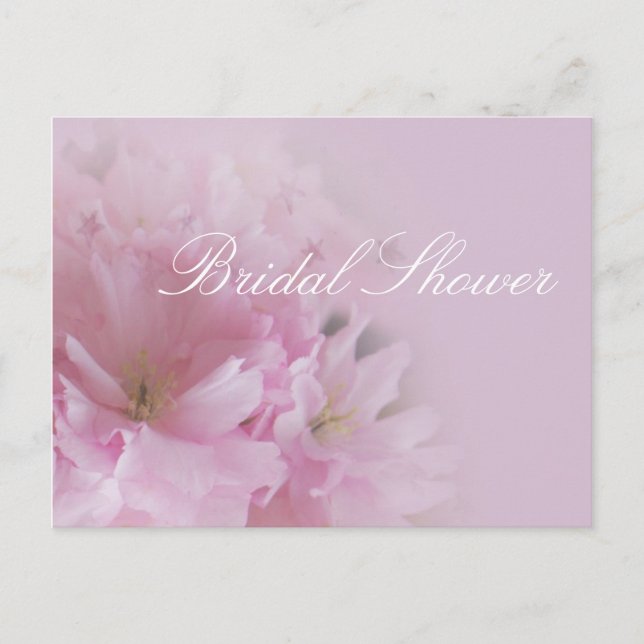 Postal De Invitación Hermosa ducha de novia con flores de cerezo rosa s (Anverso)