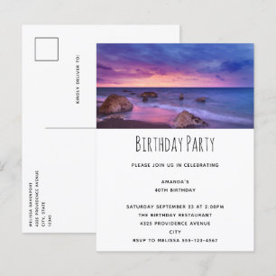 Postal De Invitación Hermosa foto de la costa atardecer cumpleaños