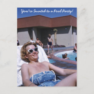 Postal De Invitación Hermosa mujer ventilado bañándose en bañador azul