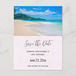 Postal De Invitación Hermosa playa de destino tropical salva la fecha
