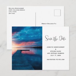 Postal De Invitación Hermosa puesta de sol en un tranquilo lago Salven 