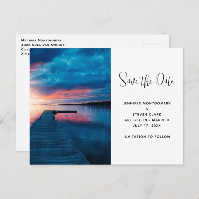 Postal De Invitación Hermosa puesta de sol en un tranquilo lago Salven  (Anverso / Reverso)