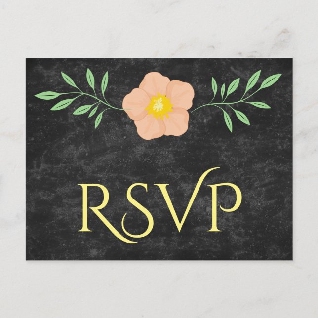 Postal De Invitación Hermosa rsvp con sabor amarillo y verde (Anverso)