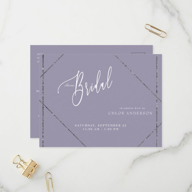 Postal De Invitación Hermosa y elegante ducha de novia en Lavanda (Anverso/Reverso In Situ)