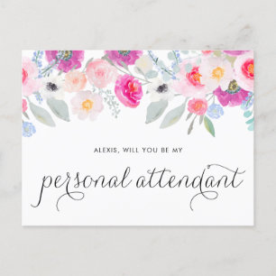 Postal De Invitación Hermosas Anémonas ¿Serás Mi Acompañante Personal?