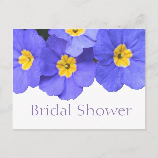 Postal De Invitación Hermosas flores de jardín azul ducha de novia (Anverso)