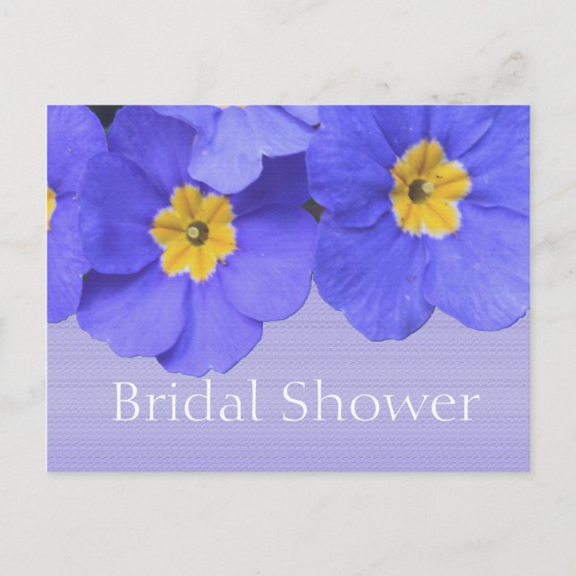 Postal De Invitación Hermosas flores de jardín azul ducha de novia (Anverso)