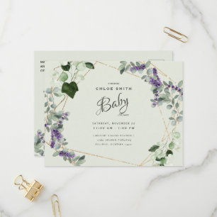 Postal De Invitación Hermoso Baby Shower de Lavender Foliage