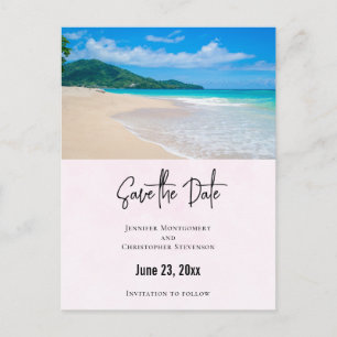 Postal De Invitación Hermoso destino tropical de playa, guarda la fecha