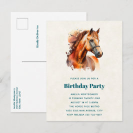 Postal De Invitación Hermoso retrato de caballo sorrel cumpleaños