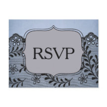 Hermoso RSVP de encaje falso azul y negro