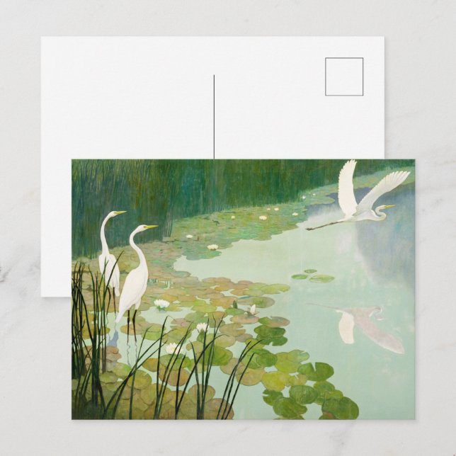 Postal De Invitación Herones en verano por Newell Convers Wyeth (Anverso / Reverso)