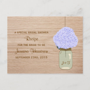 Postal De Invitación Hidrangea azul pálido y ducha de novia Mason Jar