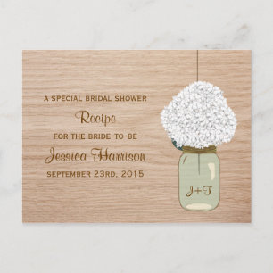 Postal De Invitación Hidrangea Blanca y Country Mason Jar Bridal Shower