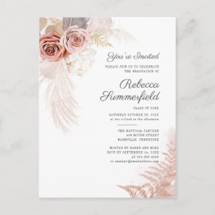 Postal De Invitación Hierba de Pampas Graduación 2026