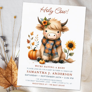 Postal De Invitación Highland Cow Otumn Cute Calf Baby Shower