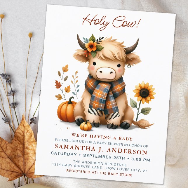 Postal De Invitación Highland Cow Otumn Cute Calf Baby Shower (Subido por el creador)