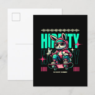 Postal De Invitación Hip-Hop Hoppity - Skater Bunny Pascua