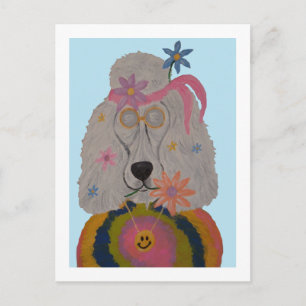 Postal De Invitación Hippie Poodle Flower Child