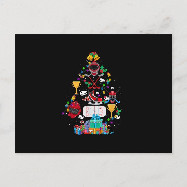 Postal De Invitación Hockey Cute Navidad Ornamento Árbol Divertido niño (Anverso)